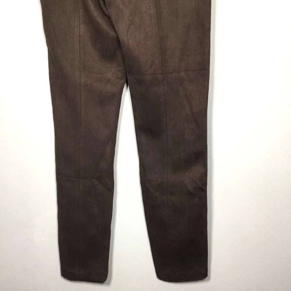Brown faux suede stretchy pants gold tone buttons waist 28” western cowgirl S - Picture 6 of 7